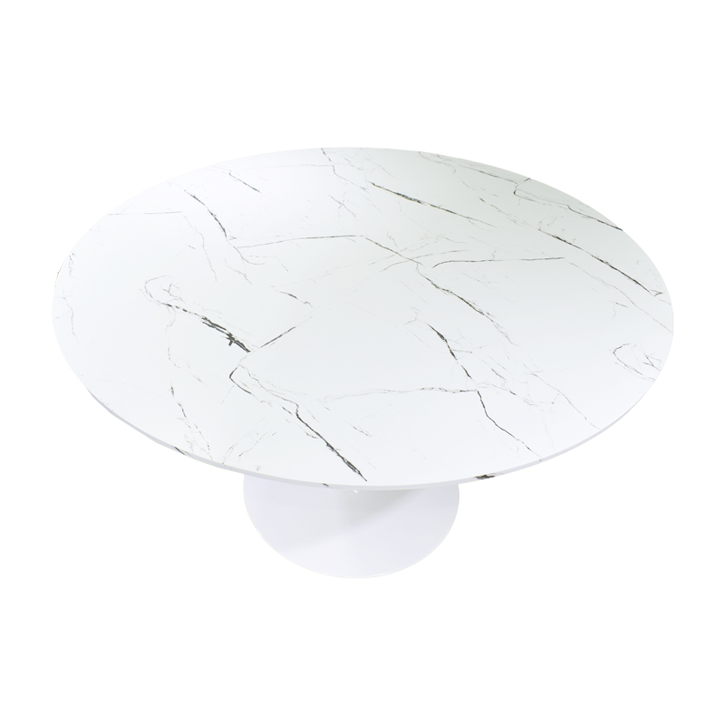 Ezra-Balou I pakoworld dining table set of 5 pp-mdf in white marble color D120x75cm