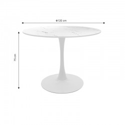 Ezra-Balou I pakoworld dining table set of 5 pp-mdf in white marble color D120x75cm