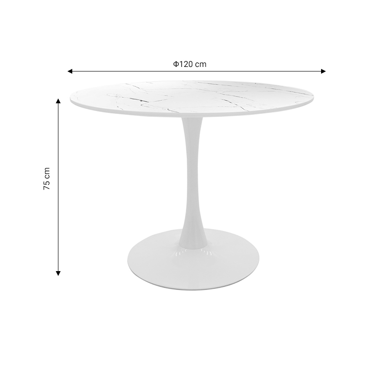 Ezra-Balou I pakoworld dining table set of 5 pp-mdf in white marble color D120x75cm