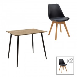 Gaston-Cuba pakoworld dining table set of 5 pp-mdf in black-sonoma color 70x70x75cm