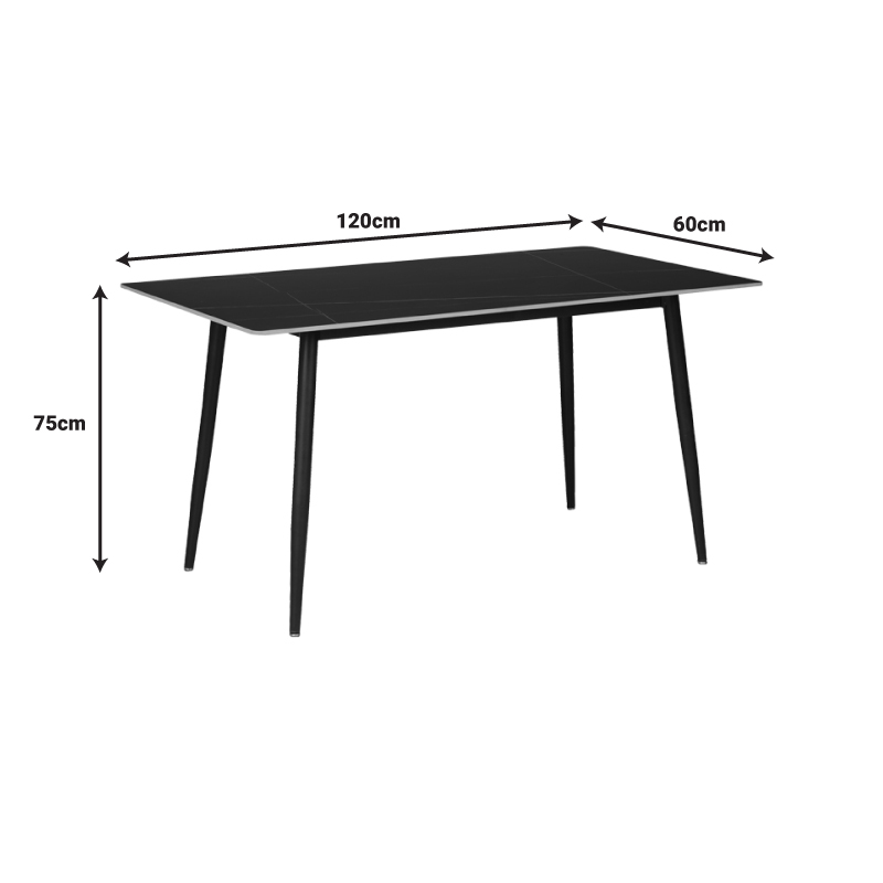 Dining table Gustas-Bella pakoworld set of 5 pieces anthracite with black sintered stone marble 120x60x75cm