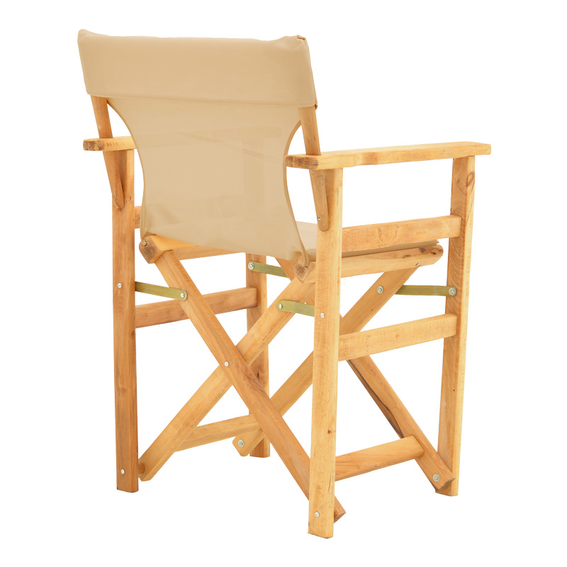 Kompa pakoworld director's chair, solid beech wood, natural - Nexus beige fabric