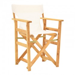 Kompa pakoworld director\'s chair, solid beech wood, natural - Nexus ecrou fabric