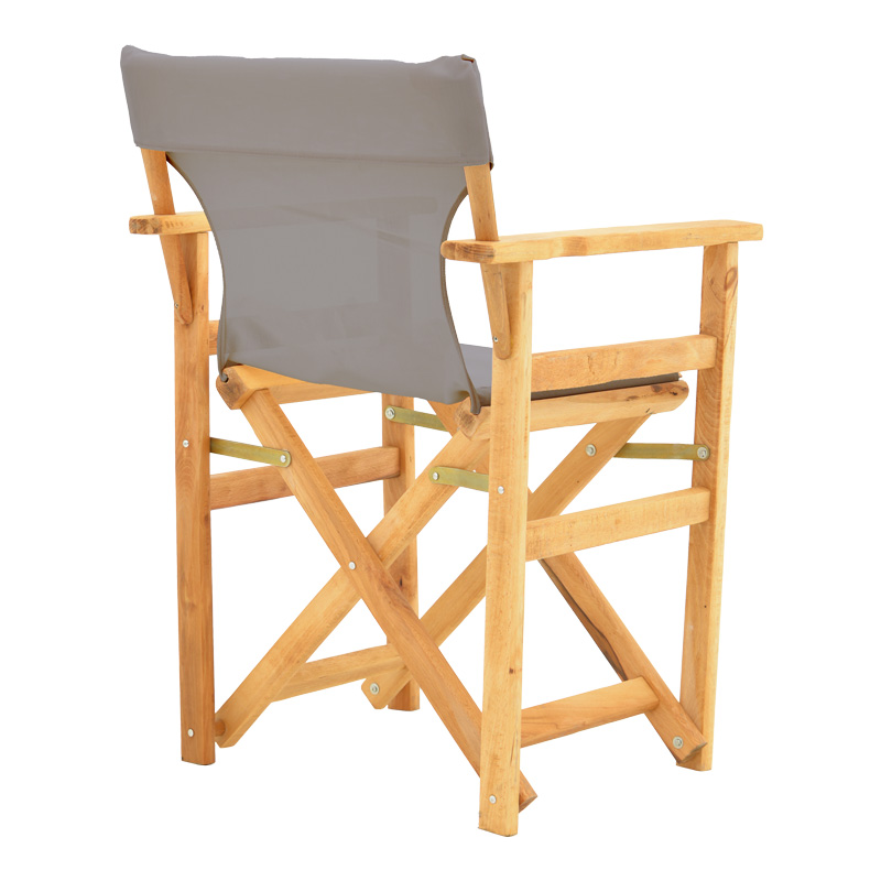 Kompa pakoworld director's chair, solid beech wood, natural - Nexus grey fabric