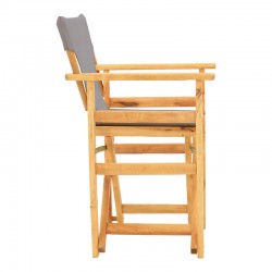 Kompa pakoworld director's chair, solid beech wood, natural - Nexus grey fabric