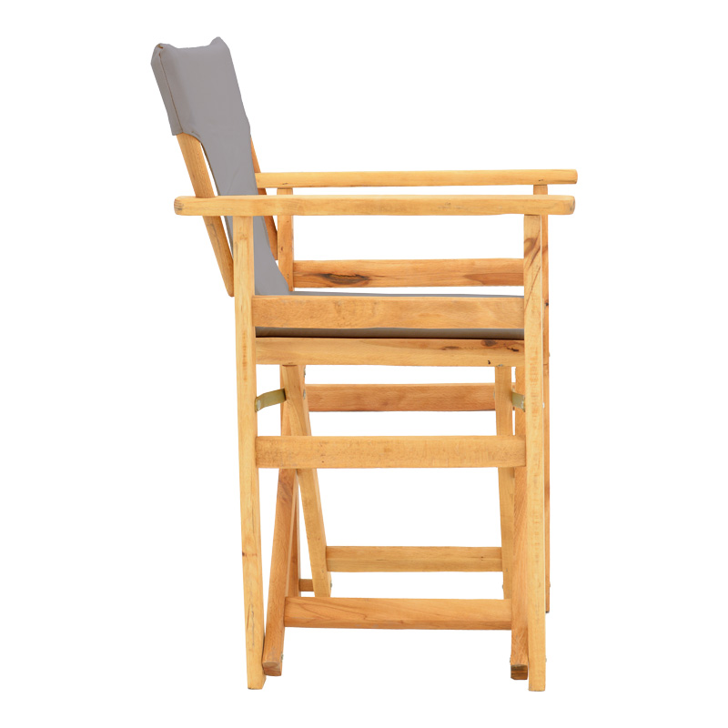 Kompa pakoworld director's chair, solid beech wood, natural - Nexus grey fabric