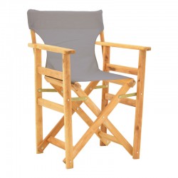 Kompa pakoworld director's chair, solid beech wood, natural - Nexus grey fabric