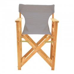 Kompa pakoworld director's chair, solid beech wood, natural - Nexus grey fabric