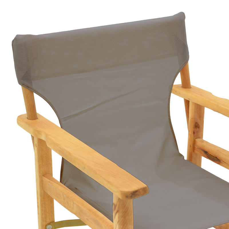 Kompa pakoworld director's chair, solid beech wood, natural - Nexus grey fabric