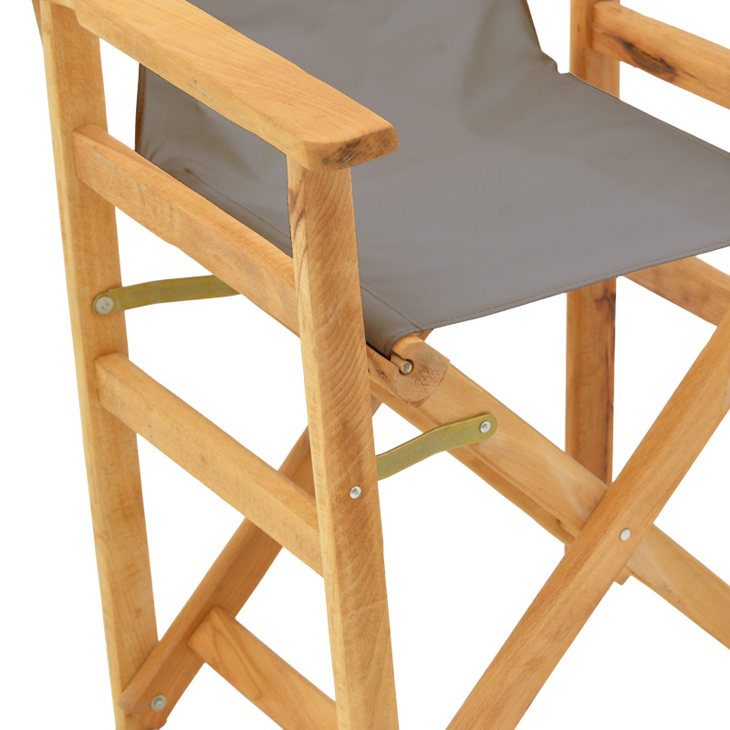 Kompa pakoworld director's chair, solid beech wood, natural - Nexus grey fabric