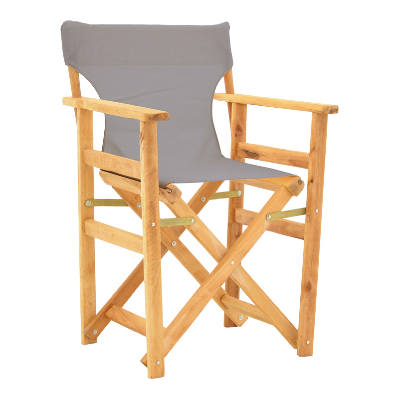 Kompa pakoworld director's chair, solid beech wood, natural - Nexus grey fabric