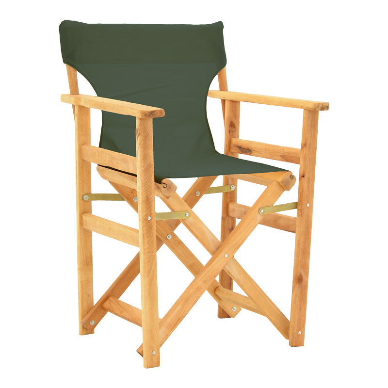 Kompa pakoworld director's chair, solid beech wood, natural - Nexus dark green fabric