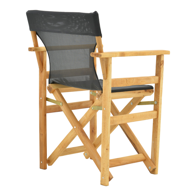 Kompa pakoworld director's chair, solid beech wood, natural - Nexus dark black fabric