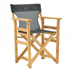 Kompa pakoworld director\'s chair, solid beech wood, natural - Nexus dark black fabric