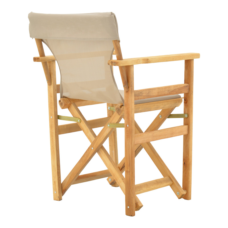 Kompa pakoworld director's chair, solid beech wood, natural - Nexus dark taupe fabric