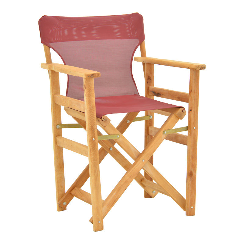 Kompa pakoworld director's chair natural color solid beech wood and burgundy red fabric