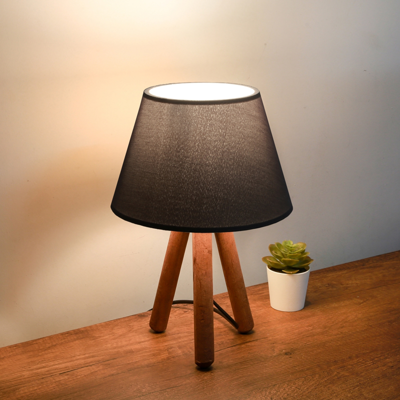 Table lamp PWL-1071 pakoworld Ε27 black-walnut D22x32cm