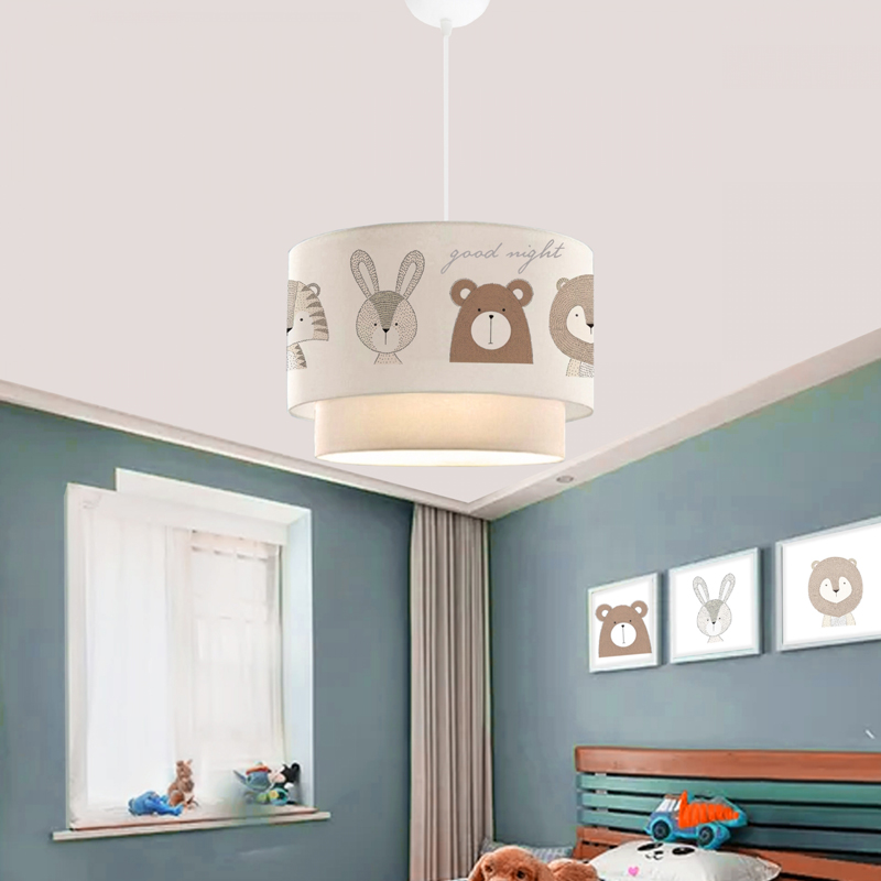 Children's ceiling light PWL-1096 pakoworld E27 white-grey-brown D30x20cm