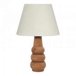 Cabini pakoworld table lamp beech wood and fabric in cream color 22x22x30cm