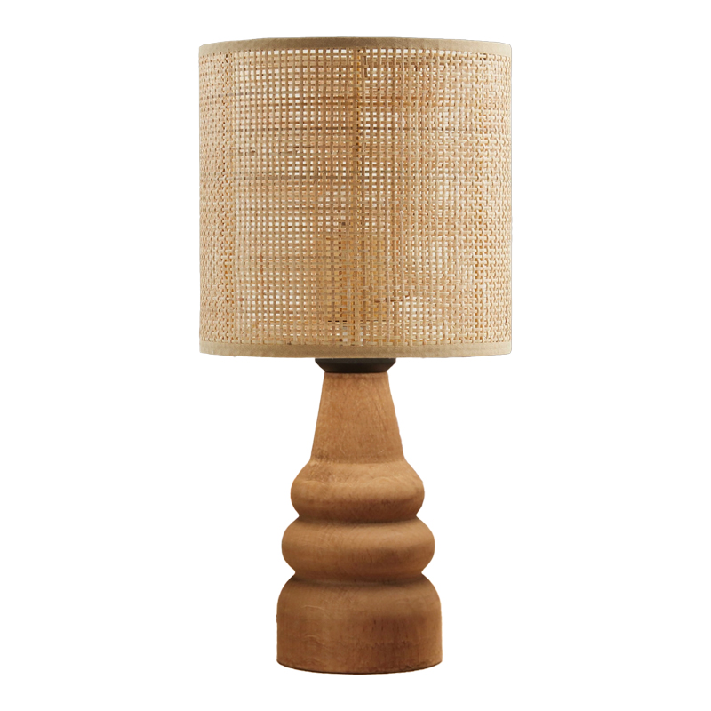 Table lamp Salpe pakoworld beech wood and pe rattan in natural color D15x32cm