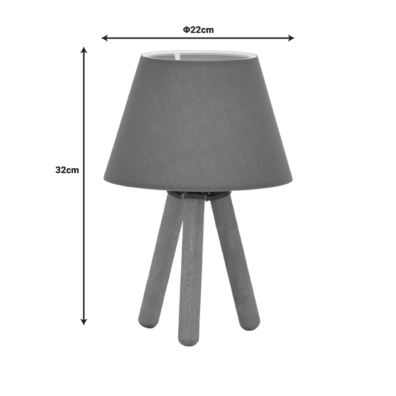 Table lamp PWL-1071 pakoworld Ε27 grey-walnut D22x32cm