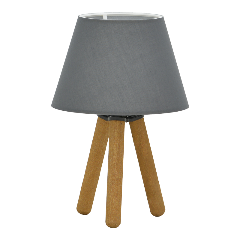 Table lamp PWL-1071 pakoworld Ε27 grey-walnut D22x32cm