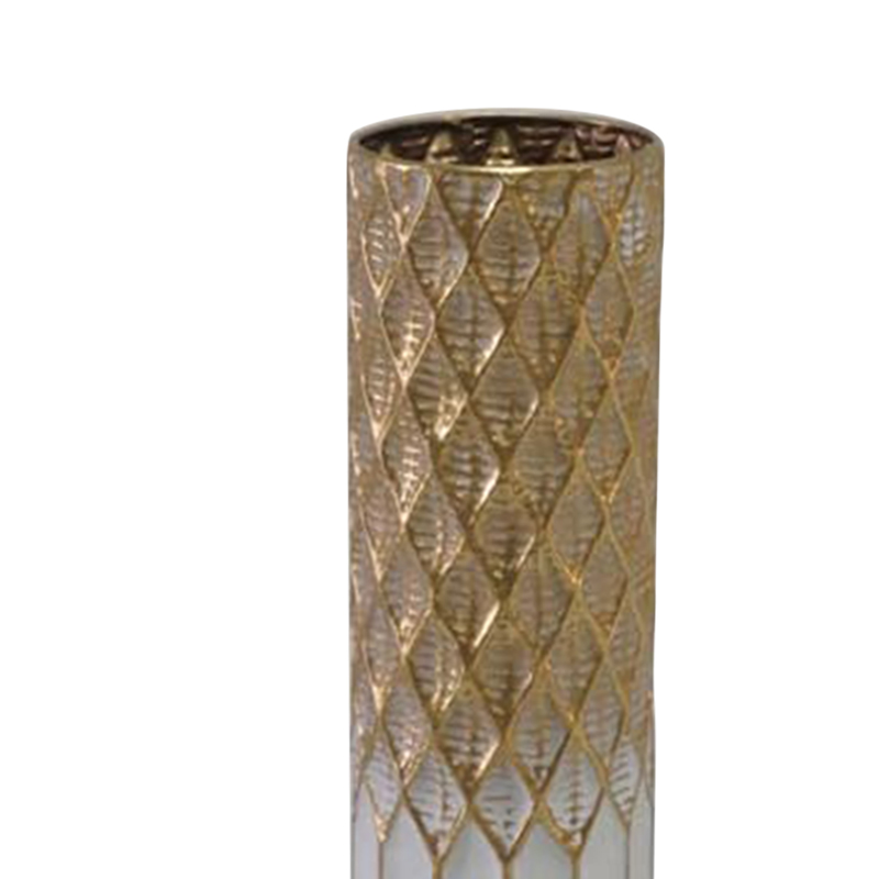 Bruna Inart decorative vase metal in gold and white shade D15.2x76.5cm