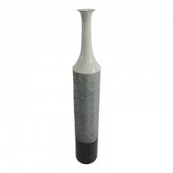 Decorative vase Semple Inart metal in gray, white and black shade D15.9x101.6cm