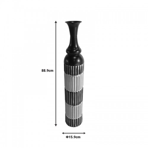 Διακοσμητικό βάζο δαπέδου Thund Inart μέταλλο σε μαύρη και φυσική απόχρωση Φ15.9x88.9