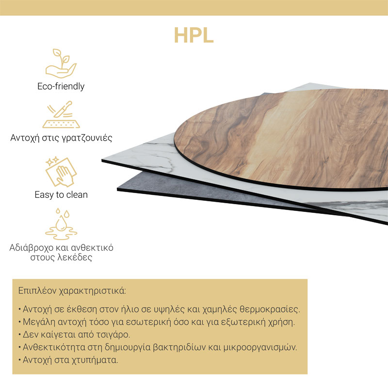 Table surface Fervor pakoworld HPL ivory 70x70cm