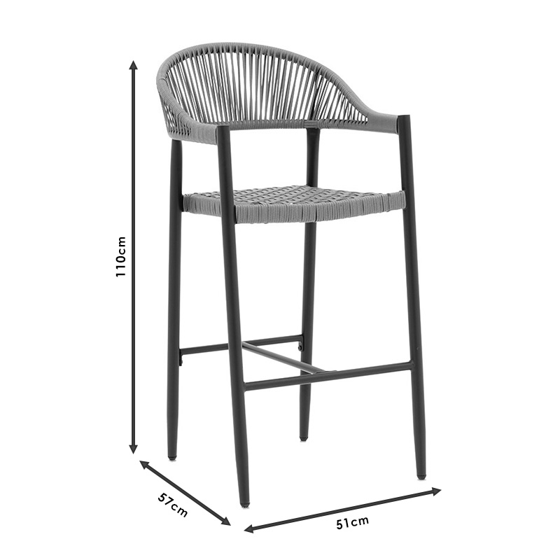 Bar stool Kerr pakoworld pe rattan natural-leg black aluminum