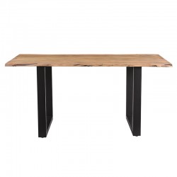 Slim pakoworld table acacia solid wood walnut-leg black 160x85x75.6cm