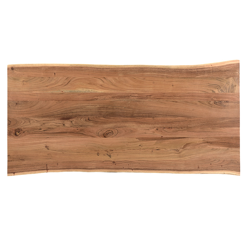 Slim pakoworld table solid acacia wood walnut-leg black 200x100x75.6cm