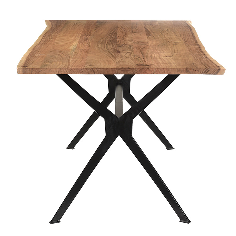 Slim table pakoworld solid acacia wood walnut-leg black 160x85x74.6cm