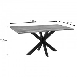 Slim table pakoworld acacia solid wood walnut-leg black 180x90x75.6cm
