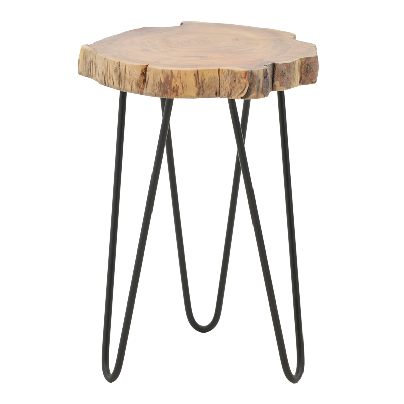 Side table Fenni pakoworld natural acacia wood-leg black metal 40x45x45cm