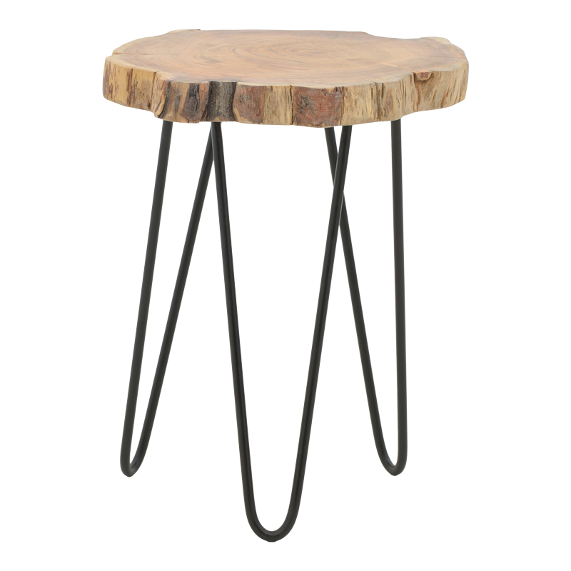 Side table Fenni pakoworld natural acacia wood-leg black metal 40x45x45cm