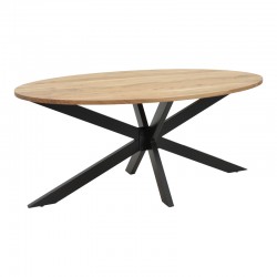 Table Bonre pakoworld natural solid acacia wood-black metal leg 175x96x76cm