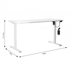 Electric adjustable table pakoworld white 140x60x72-117cm