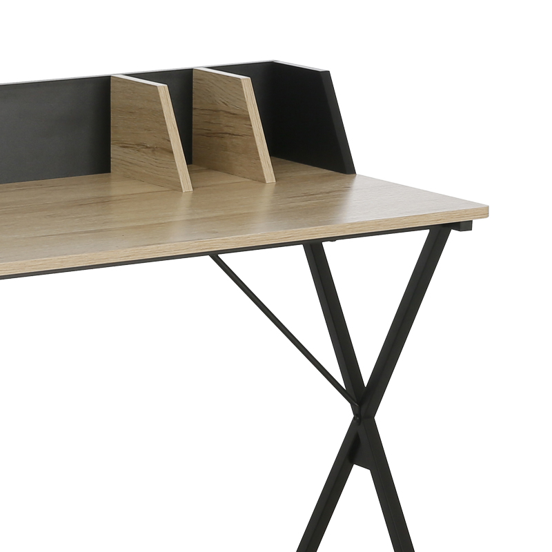 Zervan pakoworld melamine work desk in natural-black shade 90x50x85cm