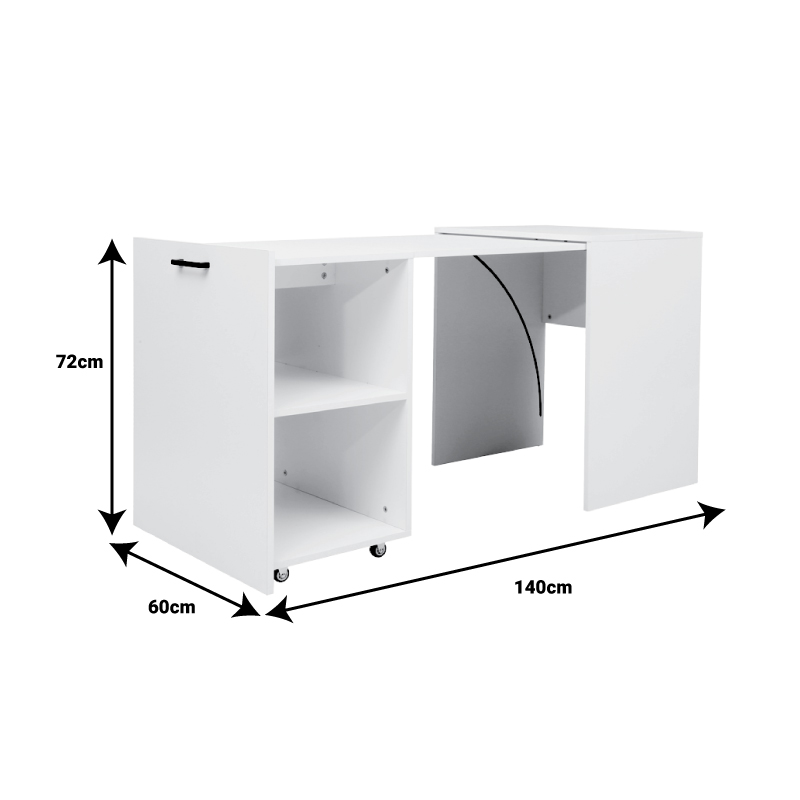 Tivizual pakoworld folding melamine work desk in white shade 140x60x72cm