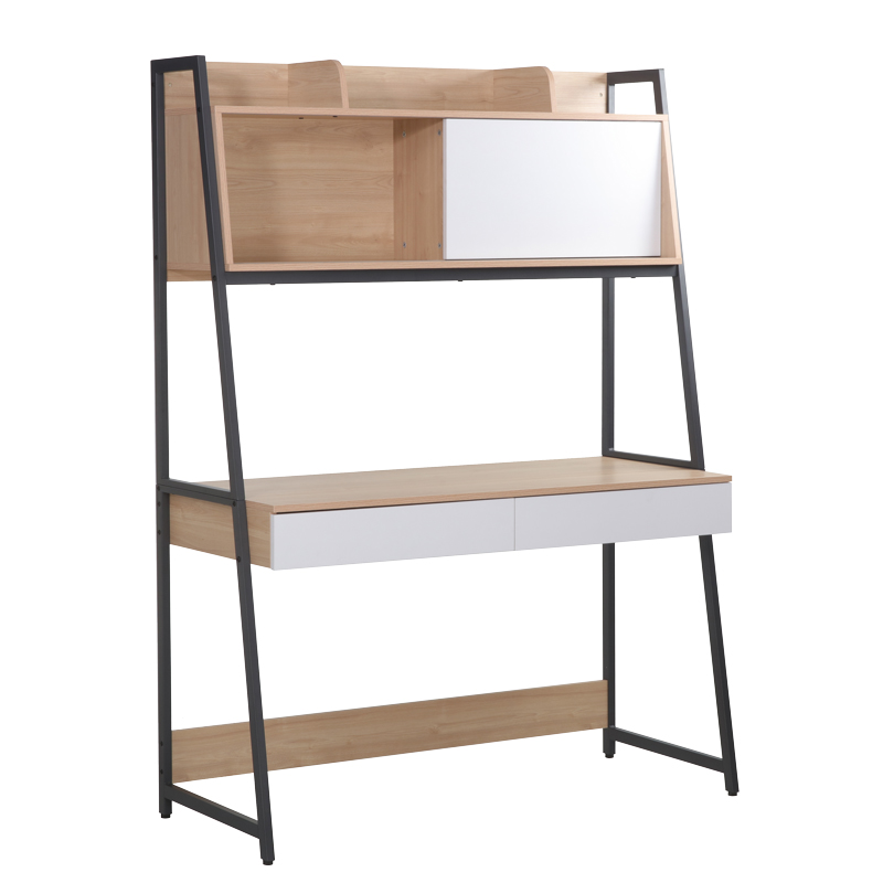 Jersey pakoworld melamine work desk in natural-white shade and anthracite metal 124x54x171cm