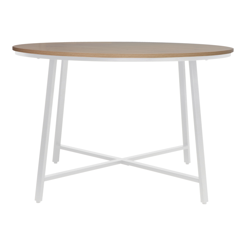 Gianno pakoworld melamine table in natural shade and white metal leg Φ120x76cm