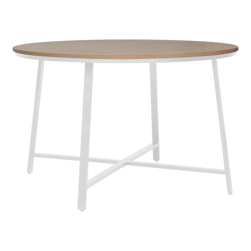 Gianno pakoworld melamine table in natural shade and white metal leg Φ120x76cm