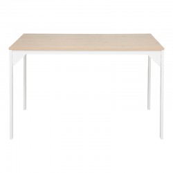 Chan pakoworld melamine table in oak shade with white metal leg 120x75x75cm