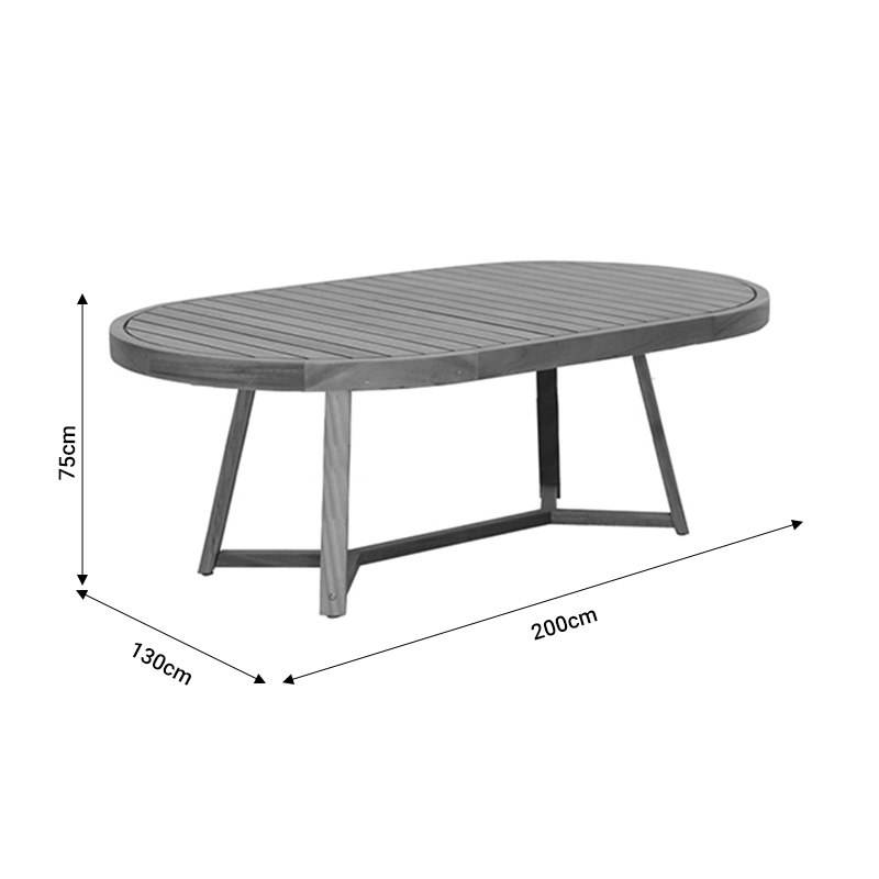 Stellan pakoworld solid eucalyptus wood table 220x130x75cm