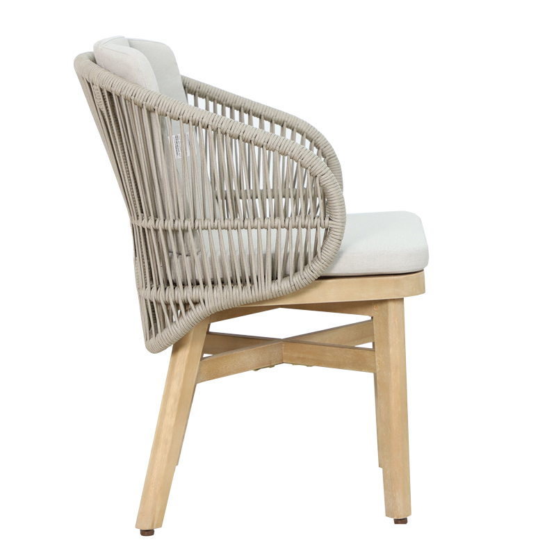 Farem pakoworld chair solid eucalyptus wood-beige fabric 53x60x80cm