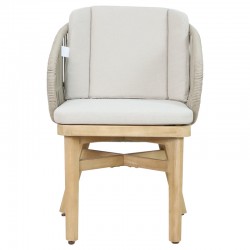 Farem pakoworld chair solid eucalyptus wood-beige fabric 53x60x80cm