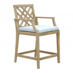 Amalfi bar stool pakoworld solid acacia wood-beige fabric 59x63.5x104.9cm