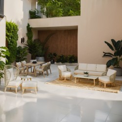 Peregine pakoworld 4pc living room set solid eucalyptus wood-beige fabric